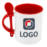 11oz. Sublimation RED Inner And Handle with Spoon Ceramic Coffee Mug
