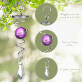 Spiral Tail Wind Chime Hanging Charm With Gazing Ball and Crystal 5.3"