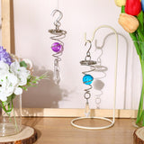 Spiral Tail Wind Chime Hanging Charm With Gazing Ball and Crystal 5.3"