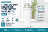 Straw-and-Spout Sublimation Stainless Steel Water Bottle