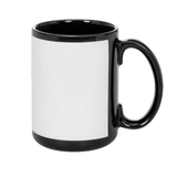 15oz Sublimation Black Coffee Mug with White Patch – Premium Blank Mug for Custom Printing