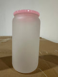 Sublimation Blank 16oz Frosted Glass  Can with Plastic Lid