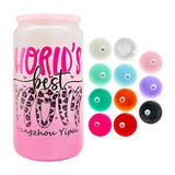 Sublimation Blank 16oz Frosted Glass  Can with Plastic Lid