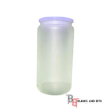 Sublimation Blank 16oz Frosted Glass  Can with Plastic Lid