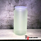 Sublimation Blank 16oz Frosted Glass  Can with Plastic Lid