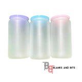 Sublimation Blank 16oz Frosted Glass  Can with Plastic Lid