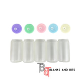 Sublimation Blank 16oz Frosted Glass  Can with Plastic Lid