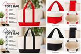 Large Canvas Tote Bag – Two-Tone Reusable Shopping Bag | 43 × 33 × 10 cm