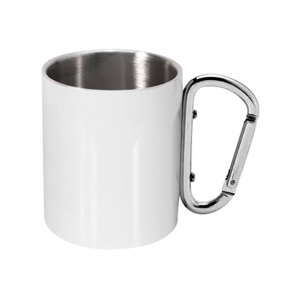 10 oz. Sublimation White Stainless Steel Carabiner Camping Mug
