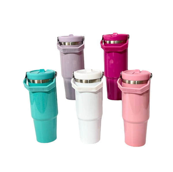 30oz Sublimation Blank Stainless Steel Travel Tumbler with Handle