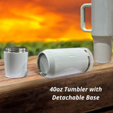 40oz Mega 2in 1  Sublimation Blank Stainless Steel Travel Tumbler with Detachable Base