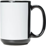 15oz Sublimation Black Coffee Mug with White Patch – Premium Blank Mug for Custom Printing