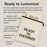 Linen Sublimation Book Sleeve – Blank Heat Transfer Ready Available in 2 Sizes