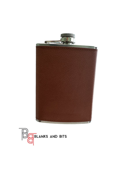 Pocket Hip 8oz Flask PU Leather for Vinyl or Engraving