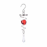 Spiral Tail Wind Chime Hanging Charm With Gazing Ball and Crystal 5.3"