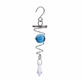 Spiral Tail Wind Chime Hanging Charm With Gazing Ball and Crystal 5.3"