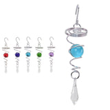 Spiral Tail Wind Chime Hanging Charm With Gazing Ball and Crystal 5.3"