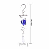 Spiral Tail Wind Chime Hanging Charm With Gazing Ball and Crystal 5.3"