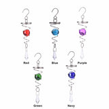 Spiral Tail Wind Chime Hanging Charm With Gazing Ball and Crystal 5.3"