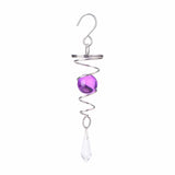 Spiral Tail Wind Chime Hanging Charm With Gazing Ball and Crystal 5.3"