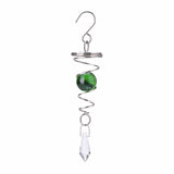 Spiral Tail Wind Chime Hanging Charm With Gazing Ball and Crystal 5.3"