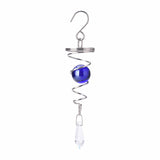 Spiral Tail Wind Chime Hanging Charm With Gazing Ball and Crystal 5.3"