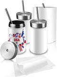 Sublimation Mason Jar tumbler 17 oz with metal straw