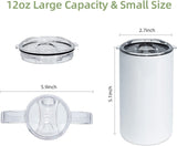 Dual Lid 12oz STRAIGHT Stainless Steel Sublimation Sippy Cup