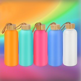750ml Sublimation frosted Glass Water Bottles with Bamboo Lid