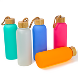750ml Sublimation frosted Glass Water Bottles with Bamboo Lid