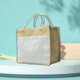 Dhyana Collection Sublimation Pocket Jute Tote Shopping Bag Large