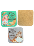 Coaster Sublimation Hardwood W/Cork Bottom Square 4"x4" Pack of 10