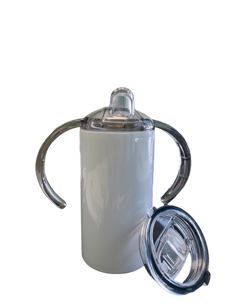 Dual Lid 12oz STRAIGHT Stainless Steel Sublimation Sippy Cup
