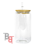 Sublimation Blank 12oz   Glass  Can  with Straw