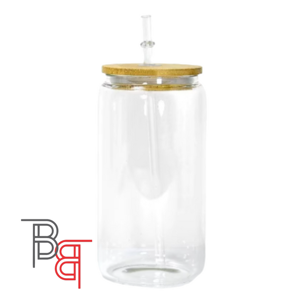 Sublimation Blank 12oz   Glass  Can  with Straw