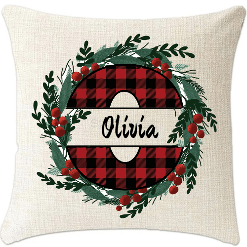 Custom Monogram Linen Pillow Cover 18"x18"