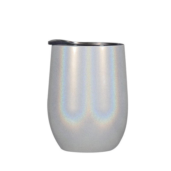 12oz Stainless Steel Stemless Wine Cup Shimmer Glitter with Lid